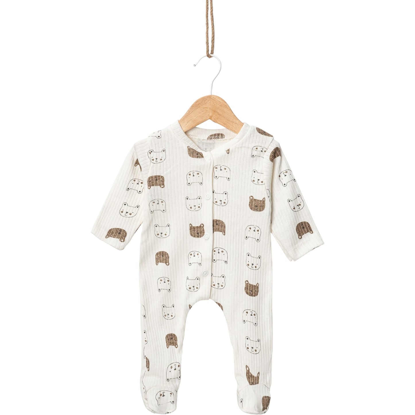 1-6 Ay Erkek Kahverengi Ayı Desenli Tulum