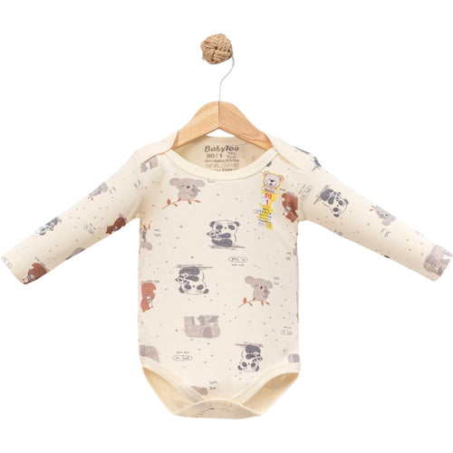 1-9 Ay Unisex Hayvan Desenli Uzun Kollu Badi