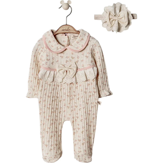 1-6 Ay Kız Krem Romper Tulum
