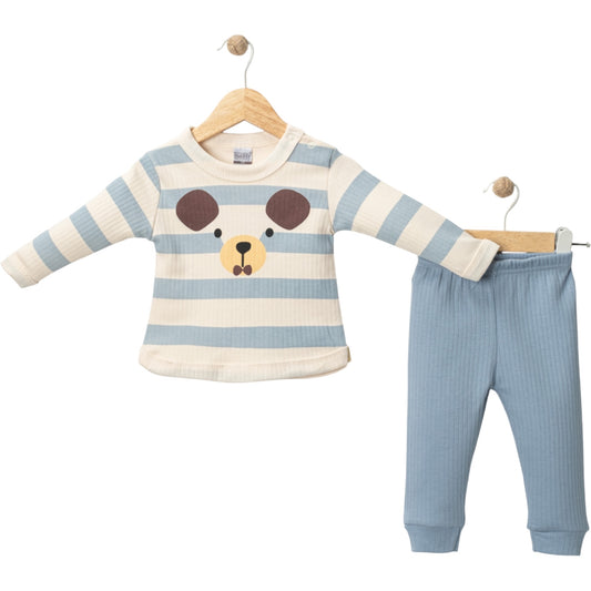 6-9-18 Ay Erkek Çizgili Mavi Takım