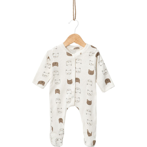 1-6 Ay Erkek Kahverengi Ayı Desenli Tulum