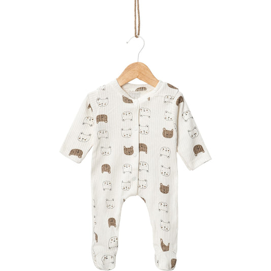 1-6 Ay Erkek Kahverengi Ayı Desenli Tulum