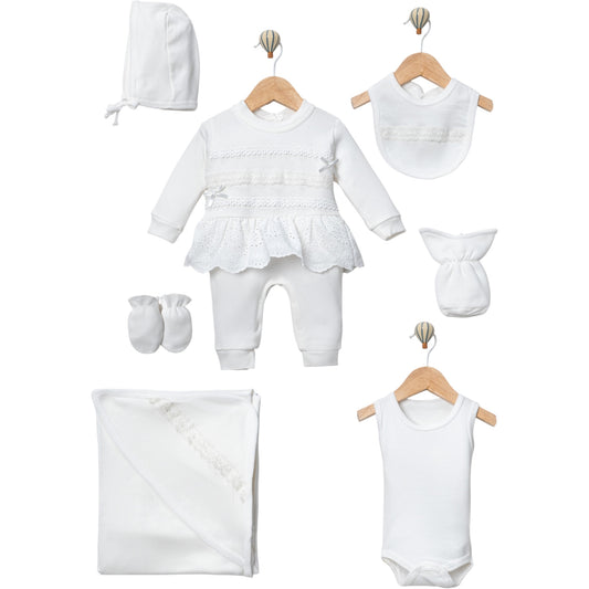 1 Ay Kız Brode Etekli Dantelli 7'li Set